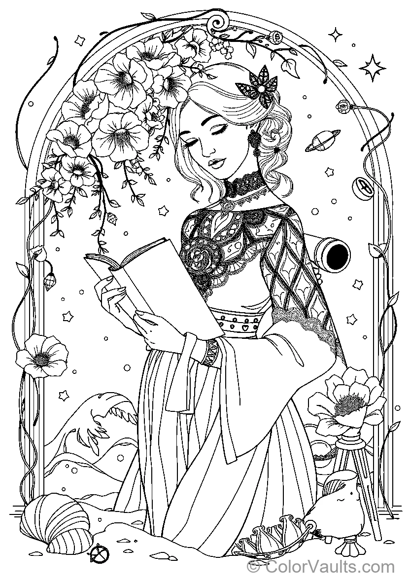 Floral Woman Reading