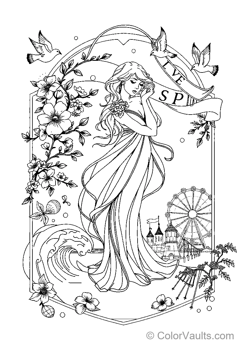 Floral Woman At The Ferris Wheel