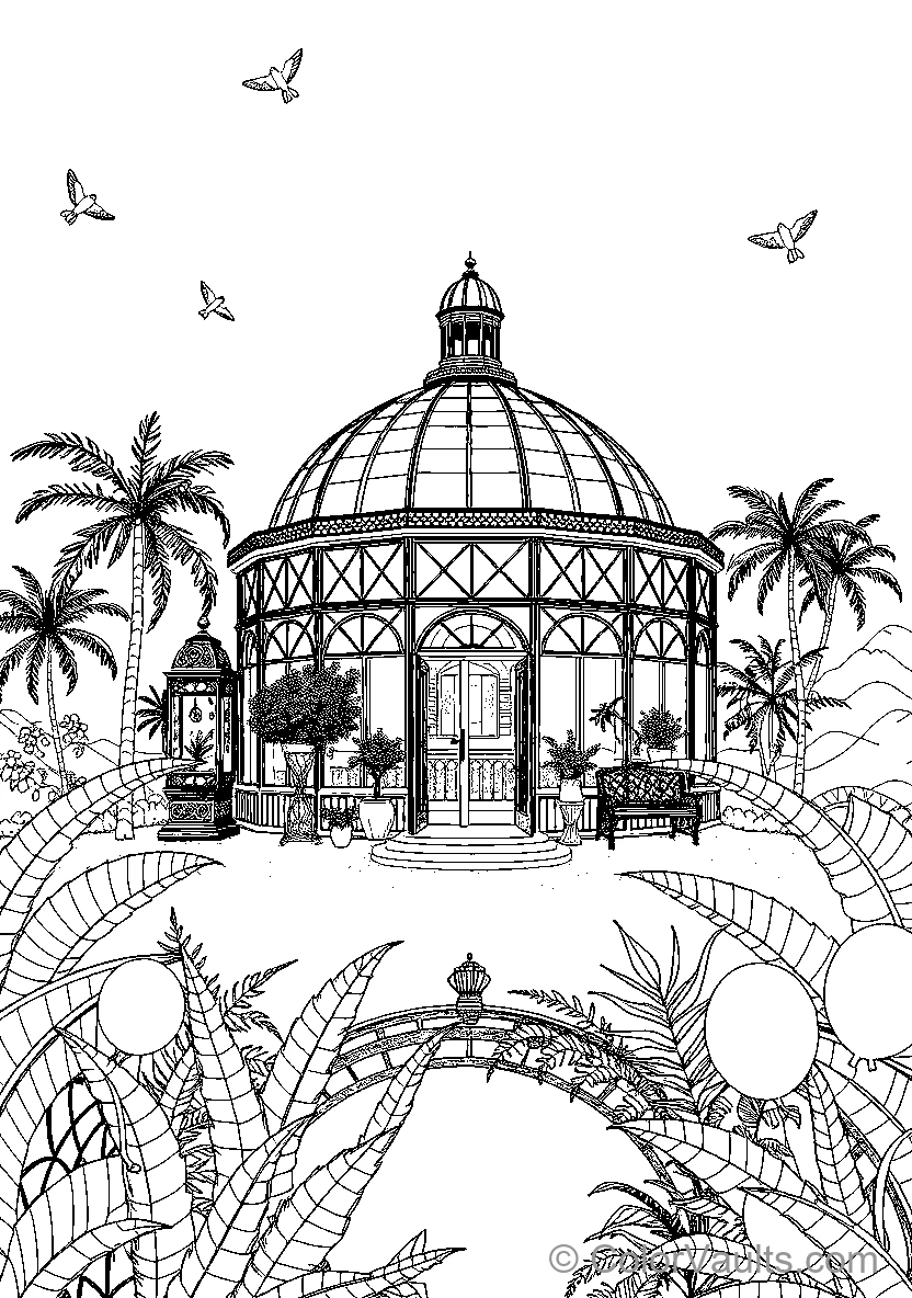 Gazebo In Tropical Garden