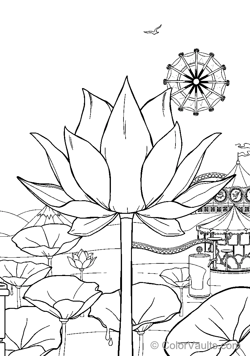 Lotus Flower At An Amusement Park