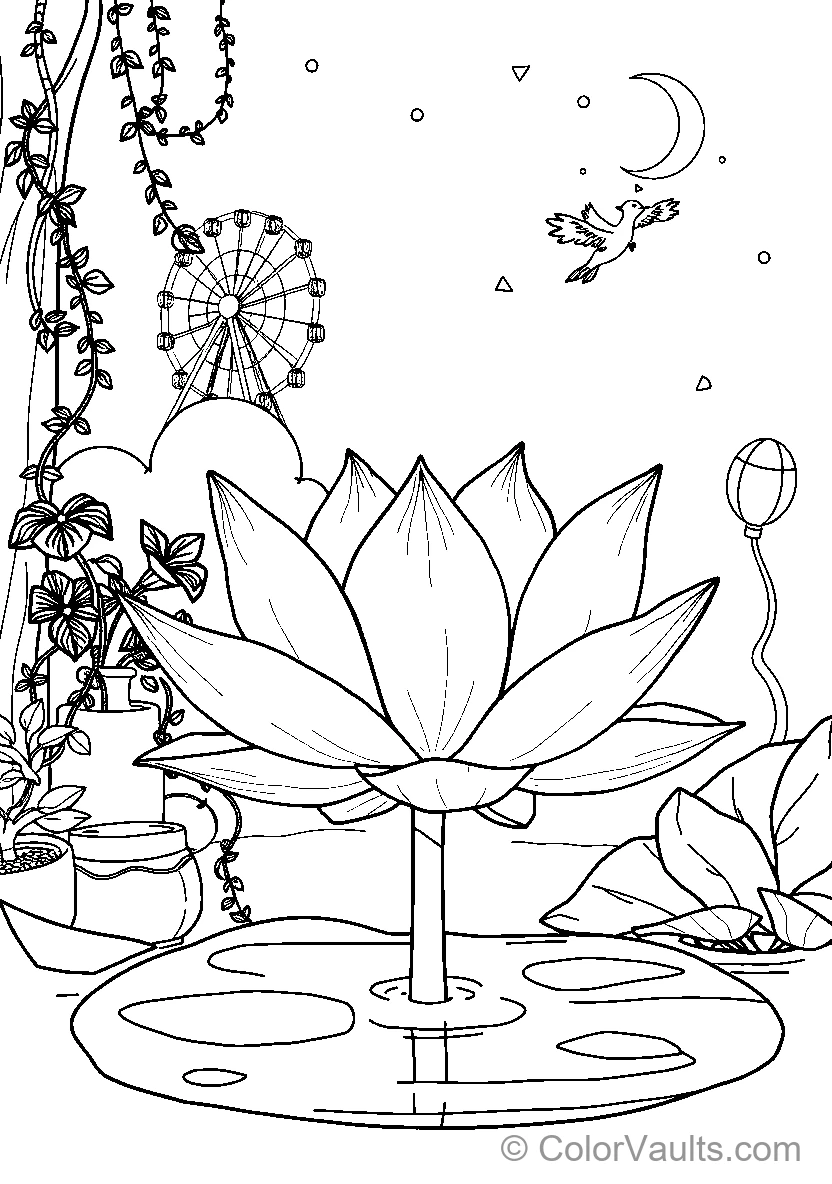 Lotus Flower With Bird