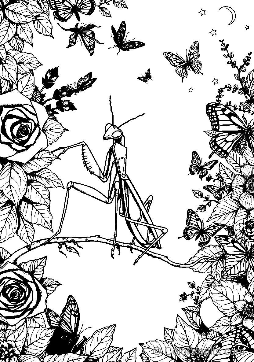 Mantis Among Flowers