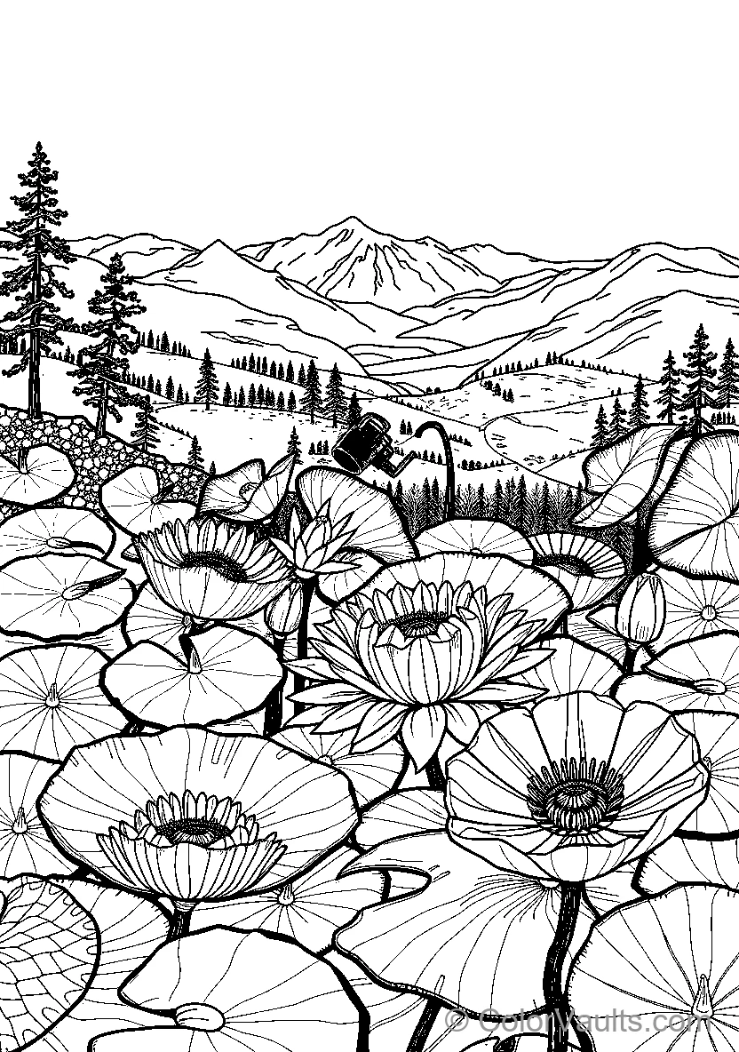Mountain Landscape With Flowers