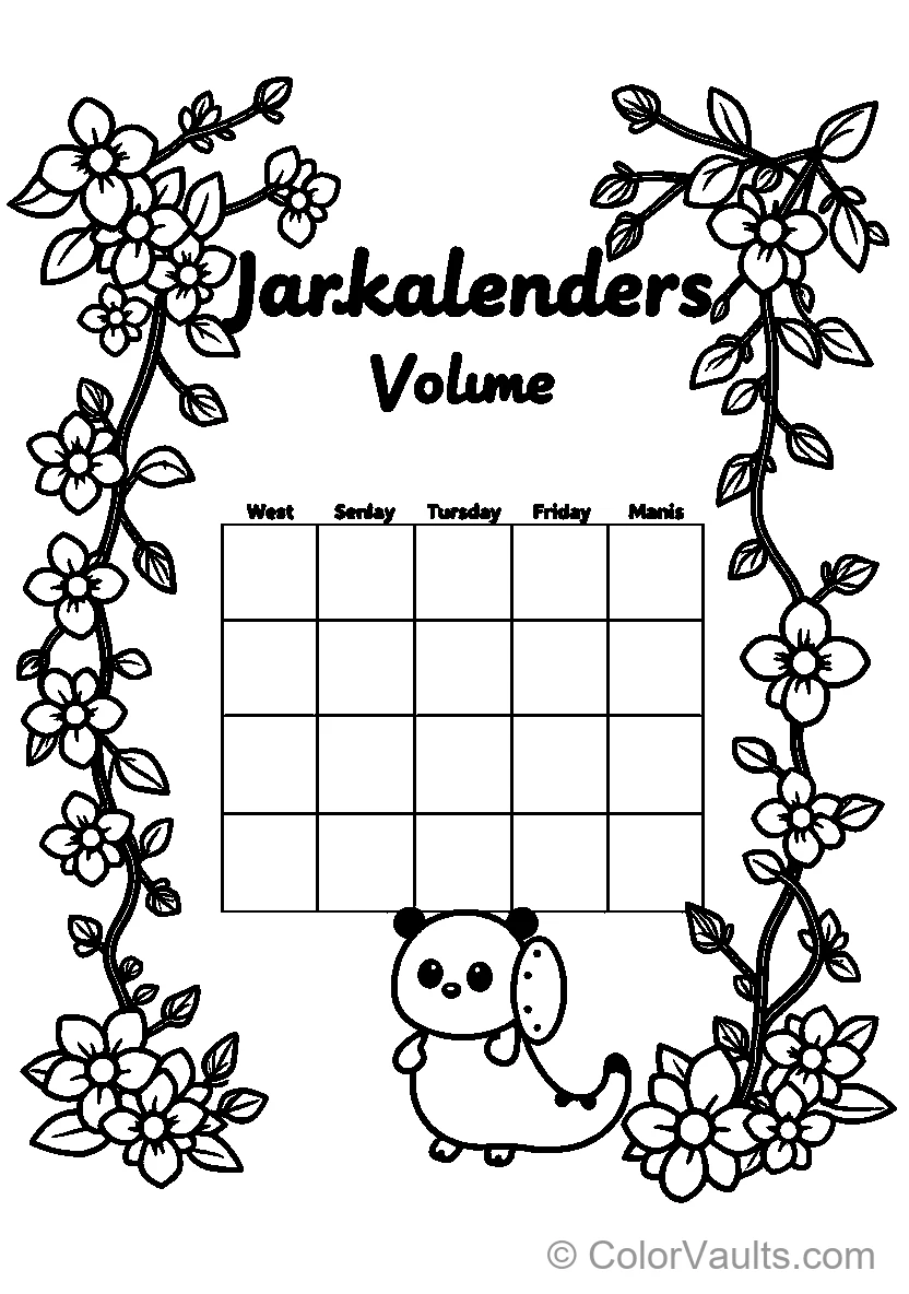 Panda Bear In Floral Border