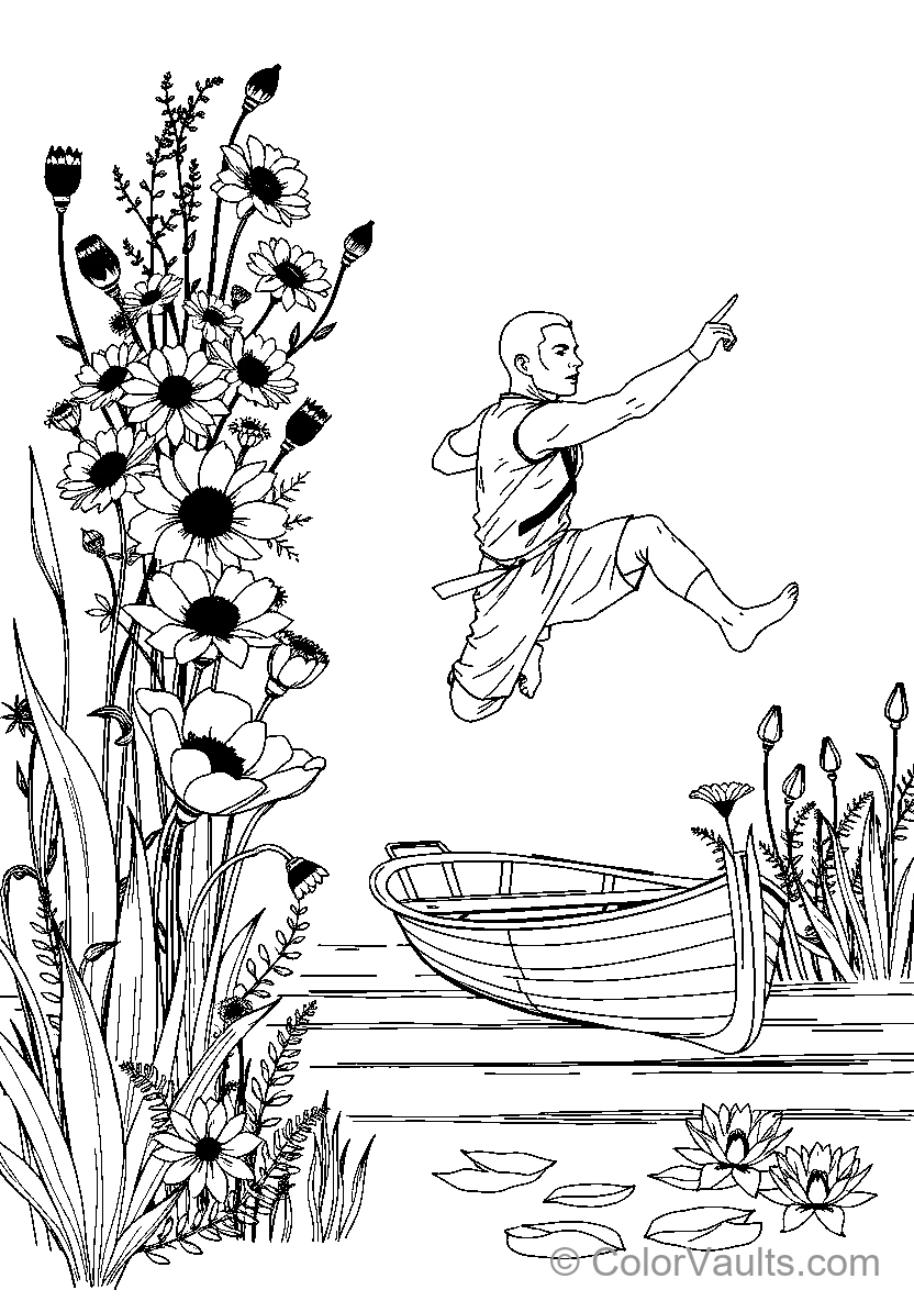 Person Leaping From Flowers Into Water