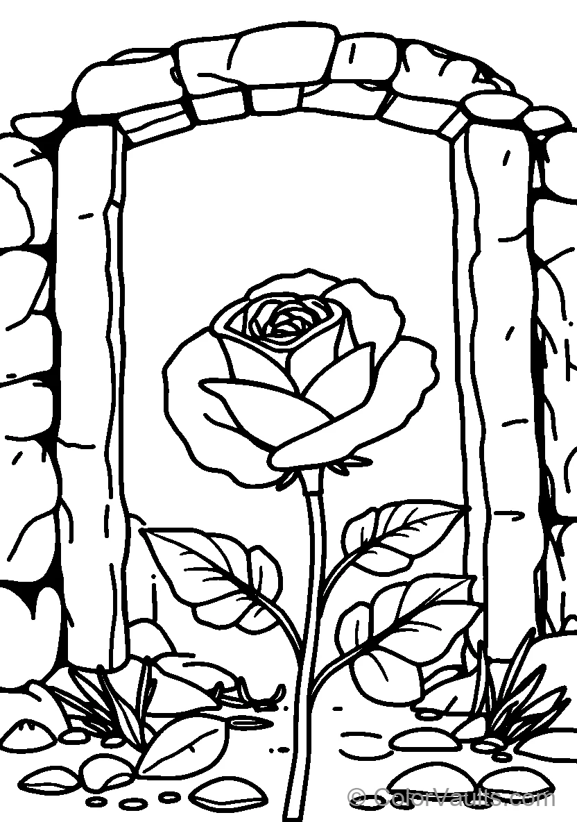 Rose In Stone Archway