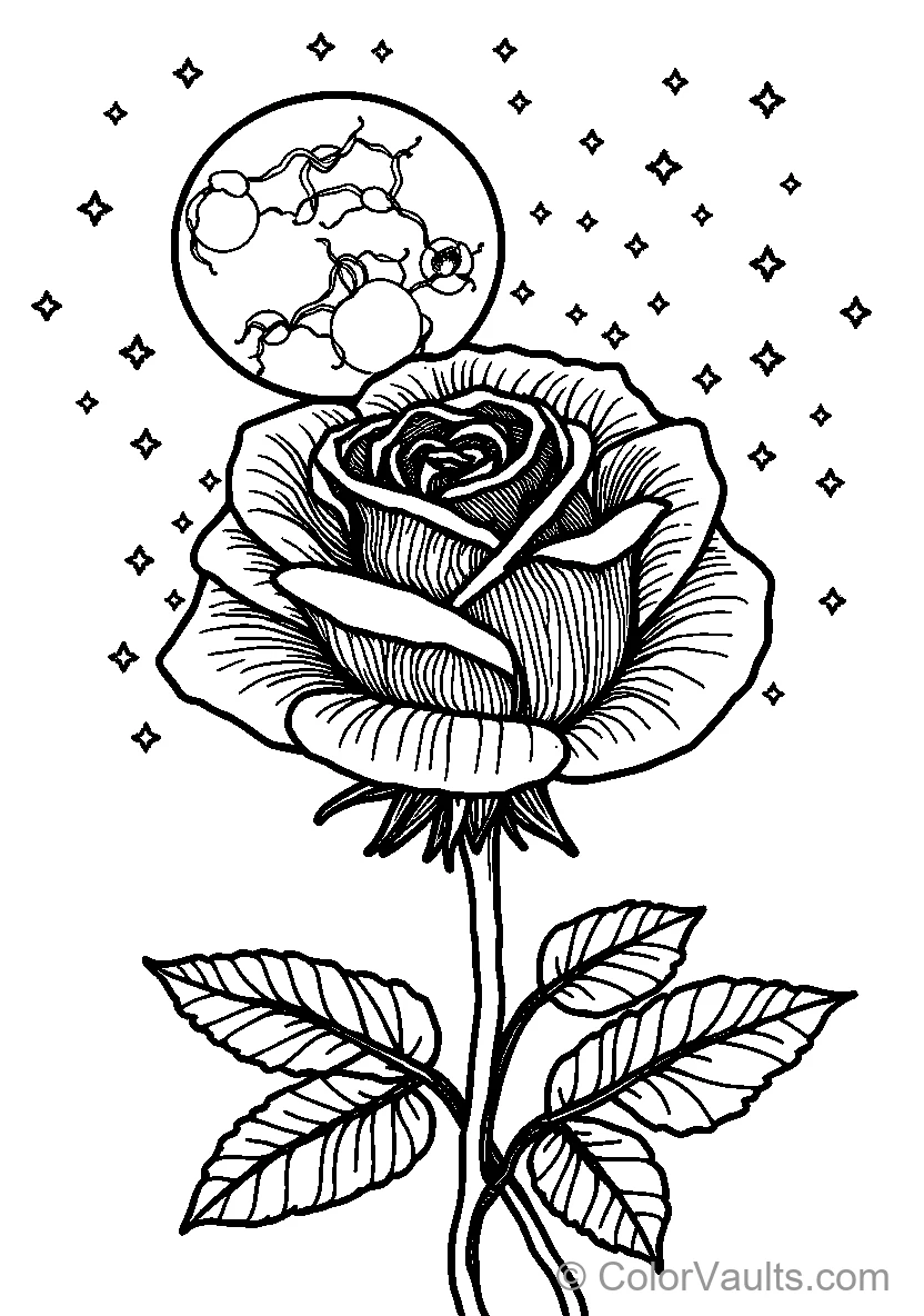 Rose With Celestial Imagery