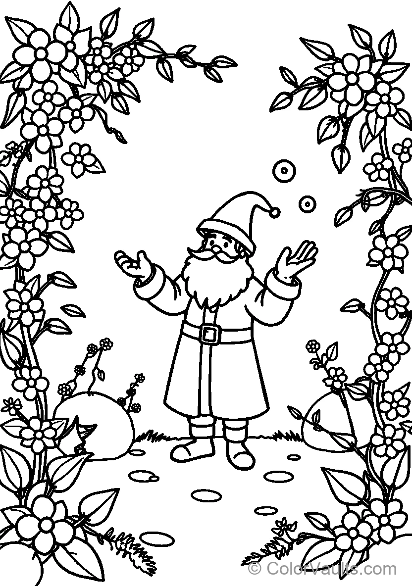 Santa Claus Among Flowers