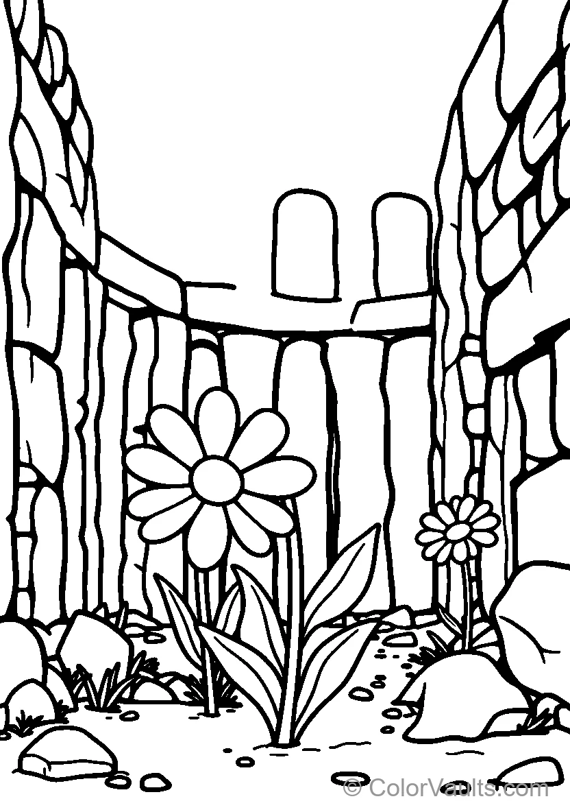 Stone Wall Flower Garden