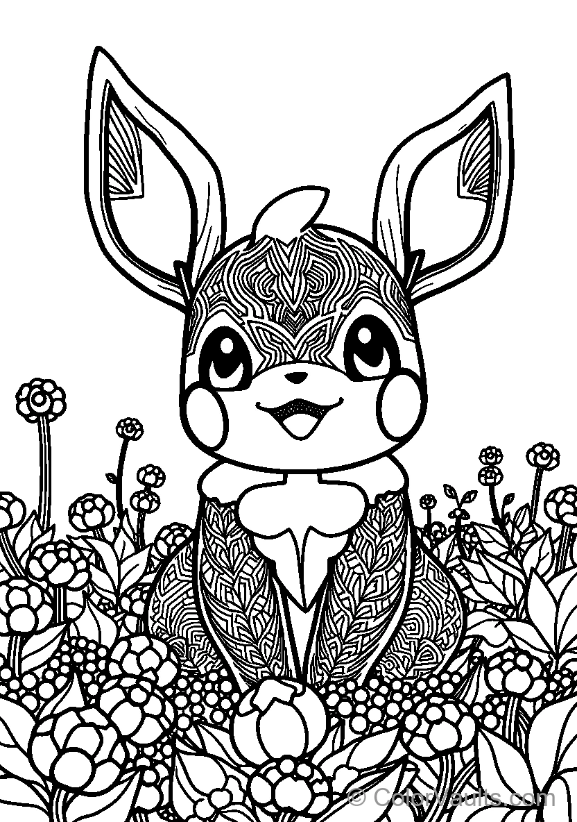 Stylized Cartoon Rabbit In Floral Surroundings