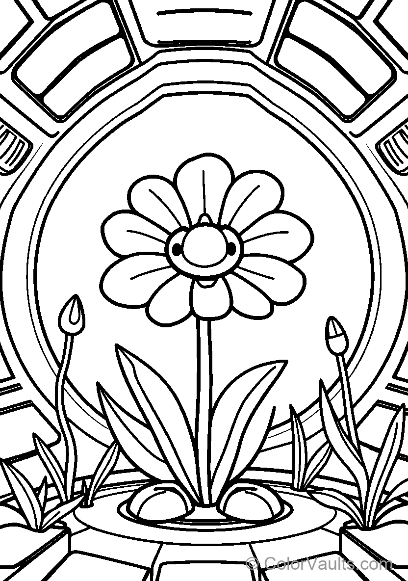 Stylized Flower With Bee Face