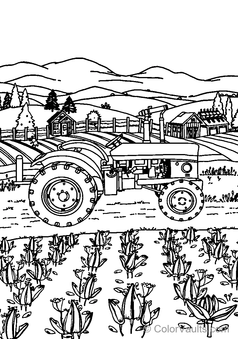 Tractor In Flower Garden