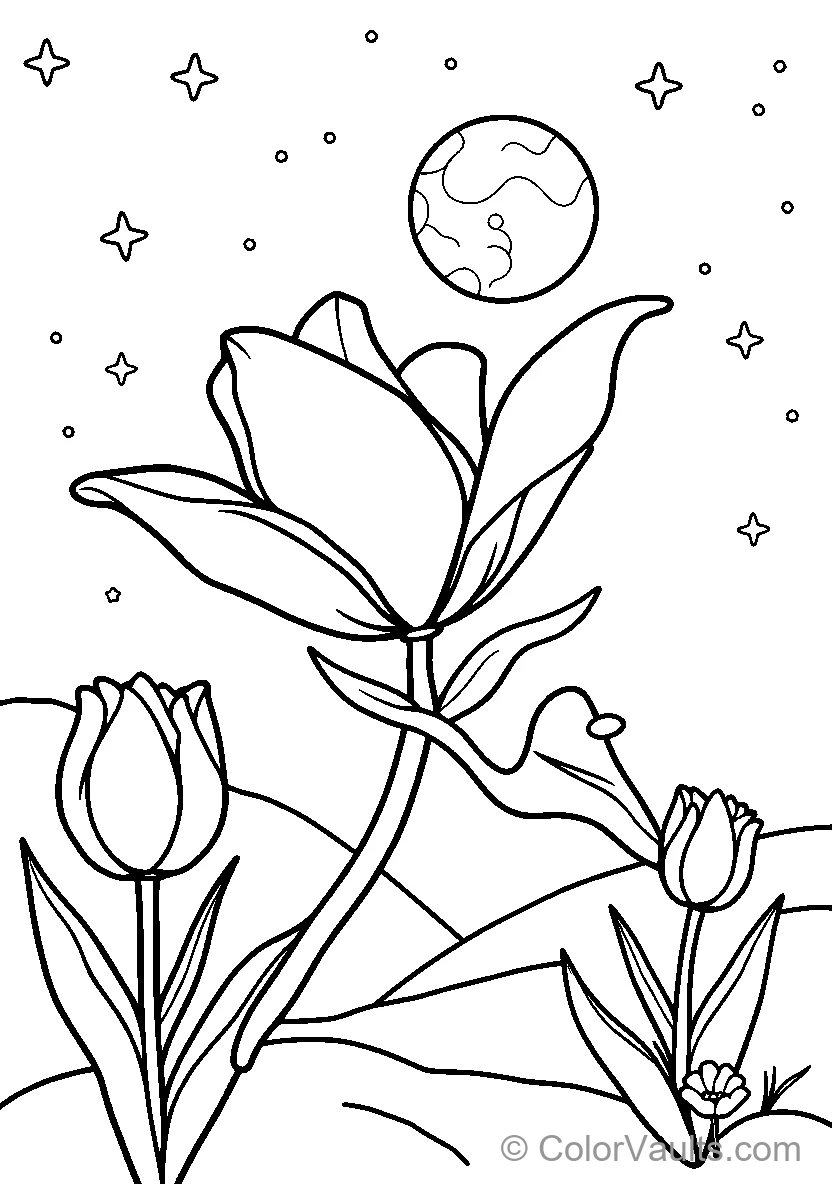 Tulip Garden Under Stars