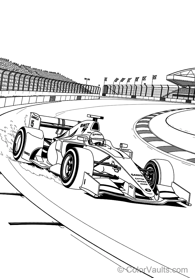 Sleek Aerodynamic F1 Car Taking a Tight Chicane Curve (3)