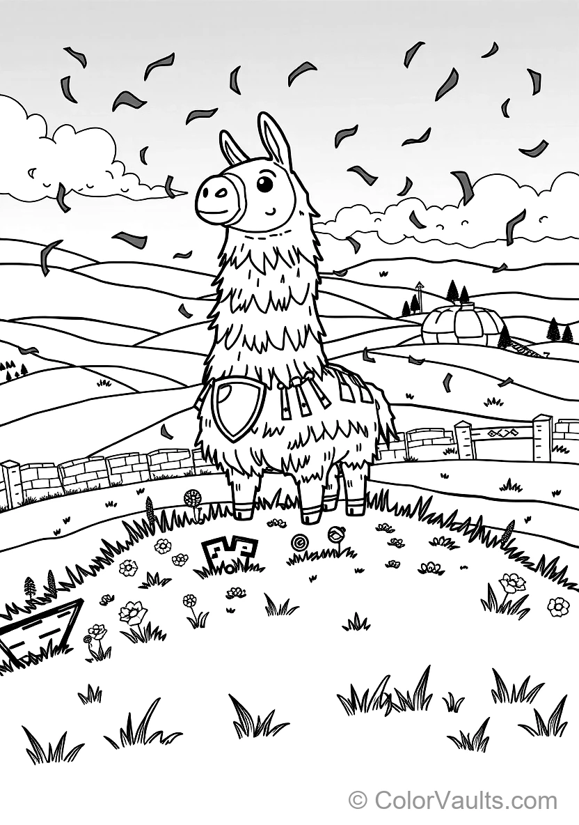 Magical Supply Llama Pinata Standing Proud on a Grassy (Scene 5)