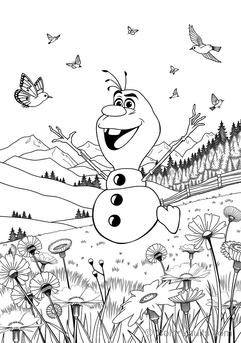 Olaf the Snowman Dancing Happily mit Singing Birds (Scene 7)