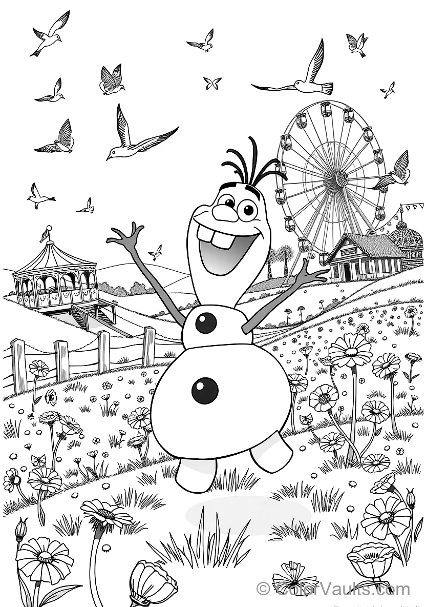 Olaf the Snowman Dancing Happily mit Singing Birds (Scene 8)