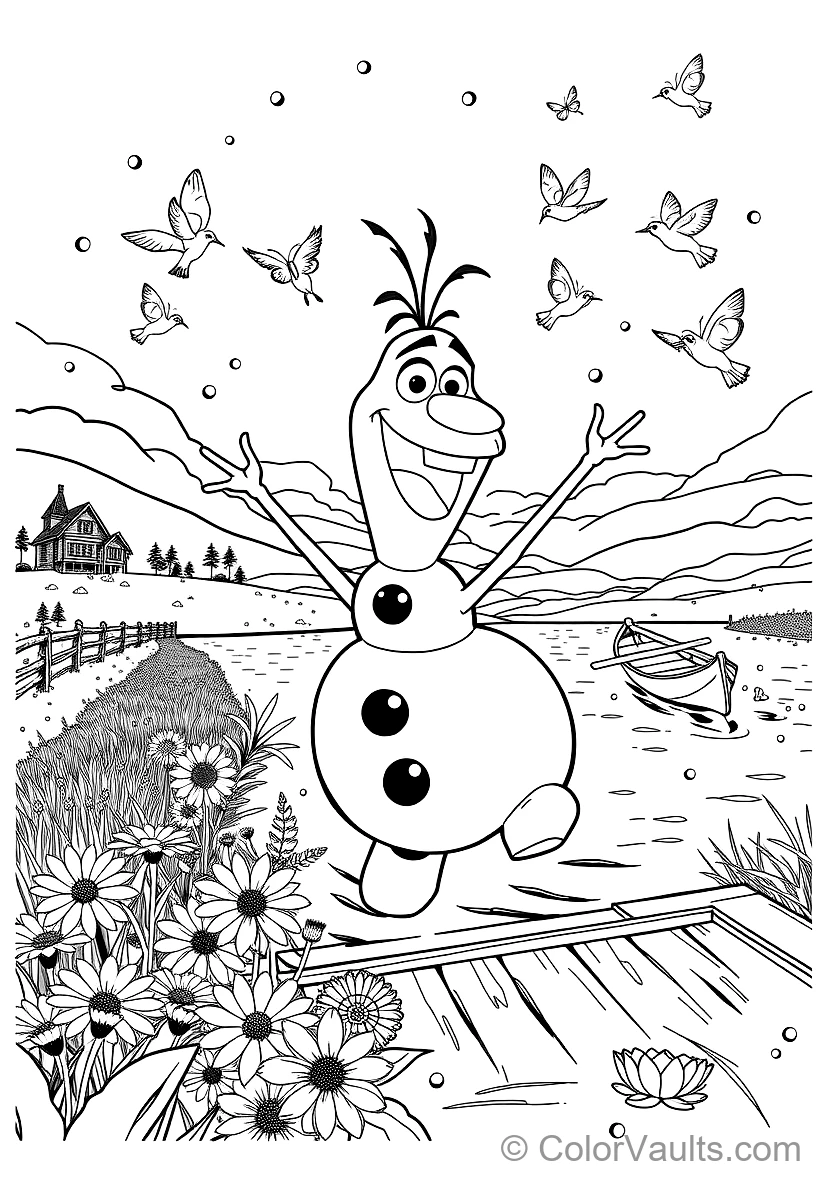 Olaf the Snowman Dancing Happily mit Singing Birds (Scene 16)