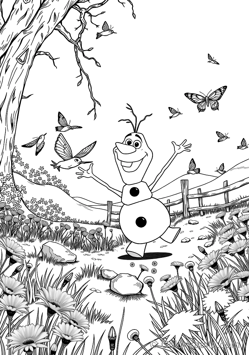 Olaf the Snowman Dancing Happily with Singing Birds (Scene 26)