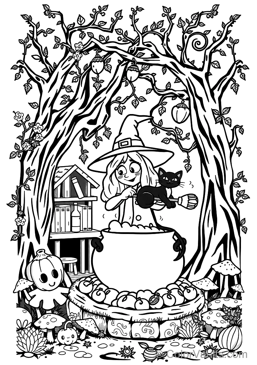 Spooky Cauldron Boiling Green Potions with Magic Stars (2)