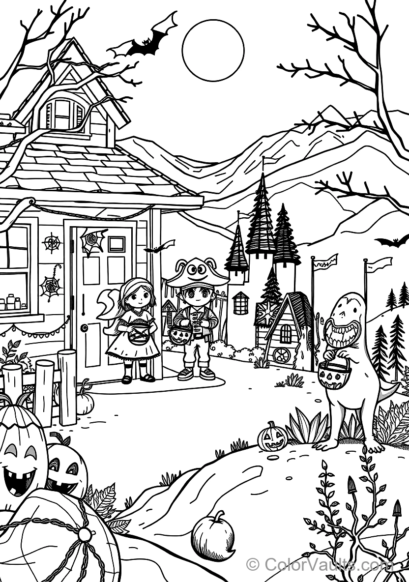 Halloween Trick-or-Treat Street avec Costumed Kids (2)