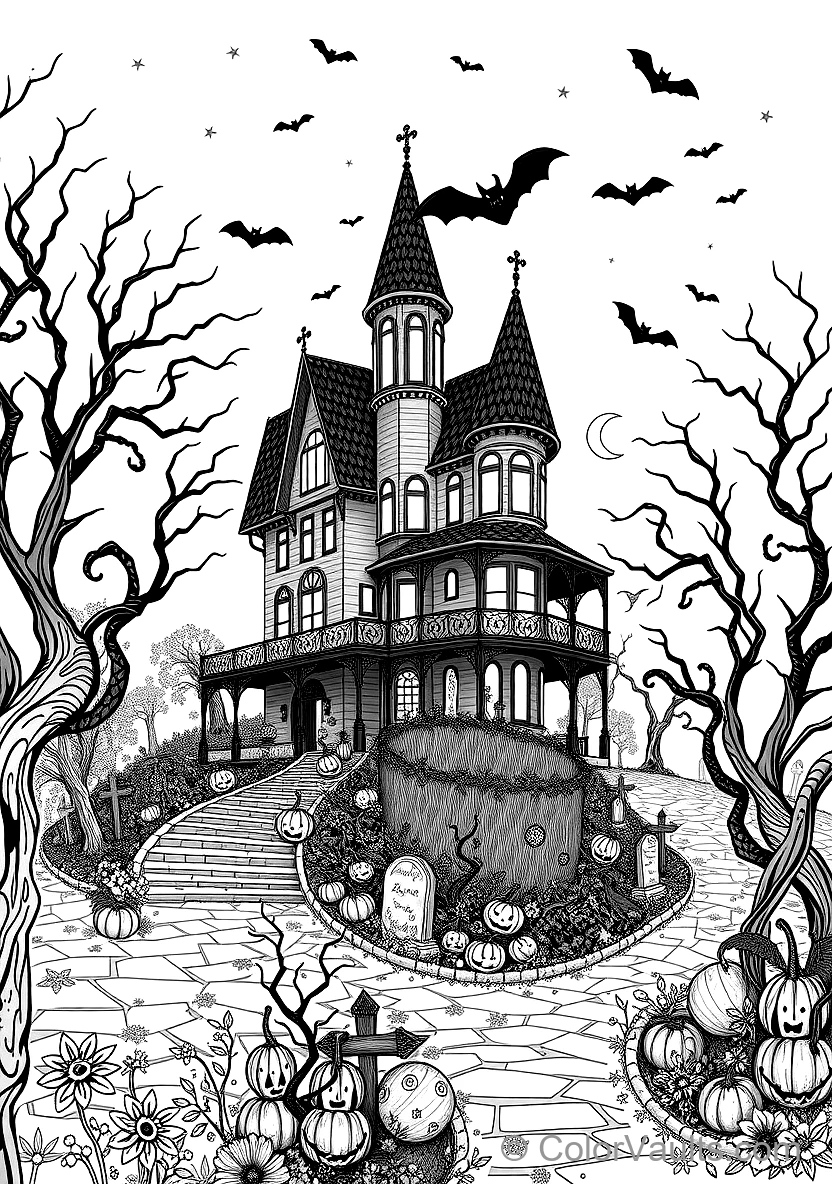 Cute Monster House Decorated with Halloween Lights (2)