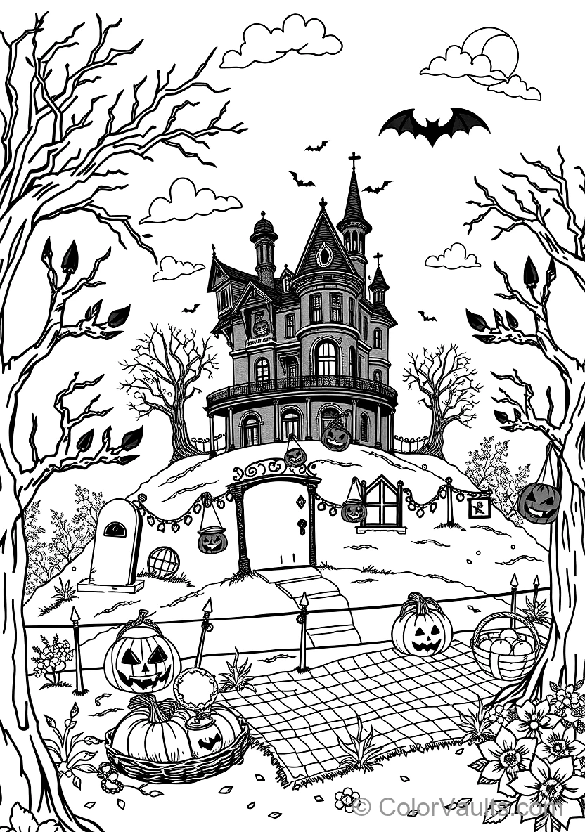 Haunted Victorian Mansion with Cobwebs and Glowing Windows (4)