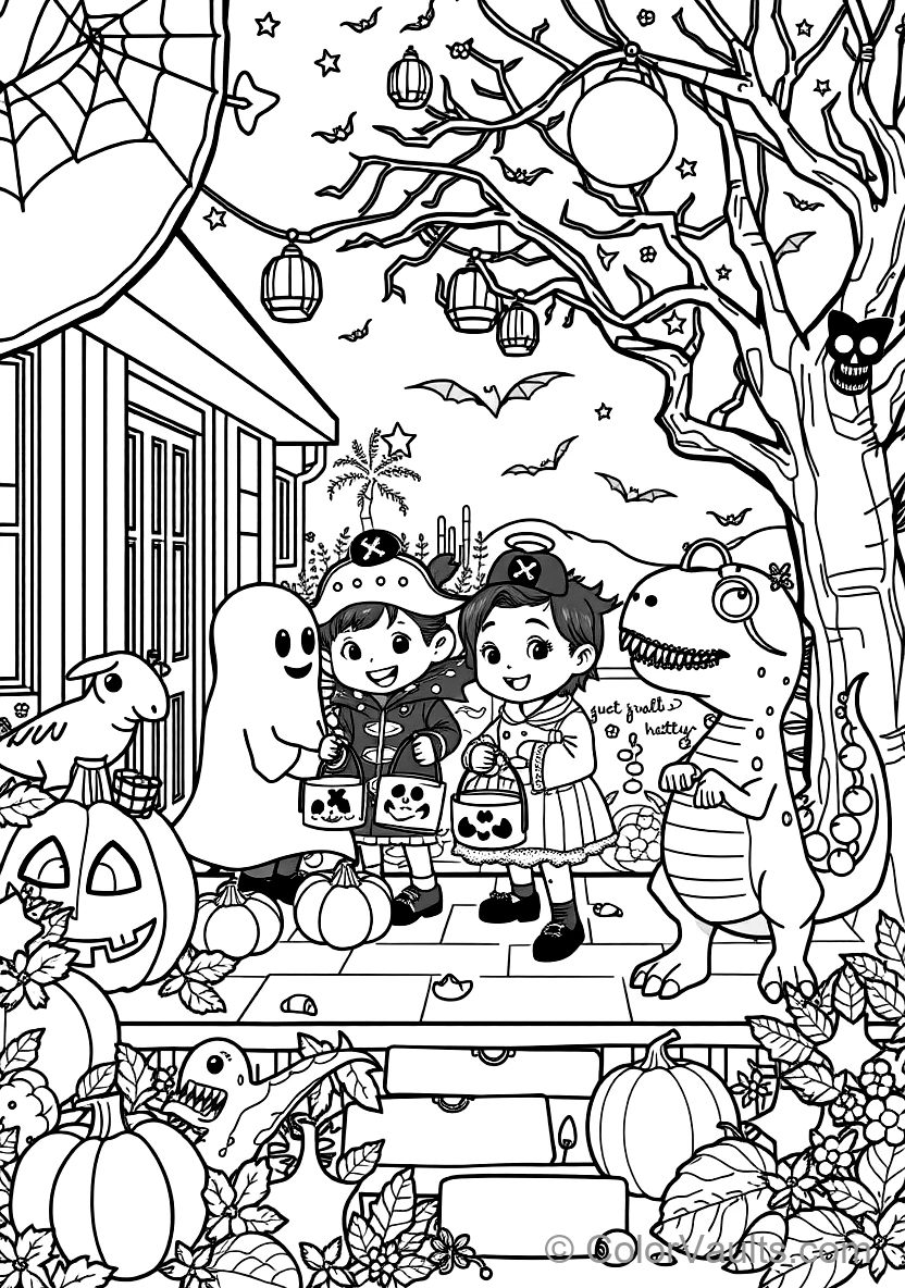 Halloween Trick-or-Treat Street avec Costumed Kids (4)