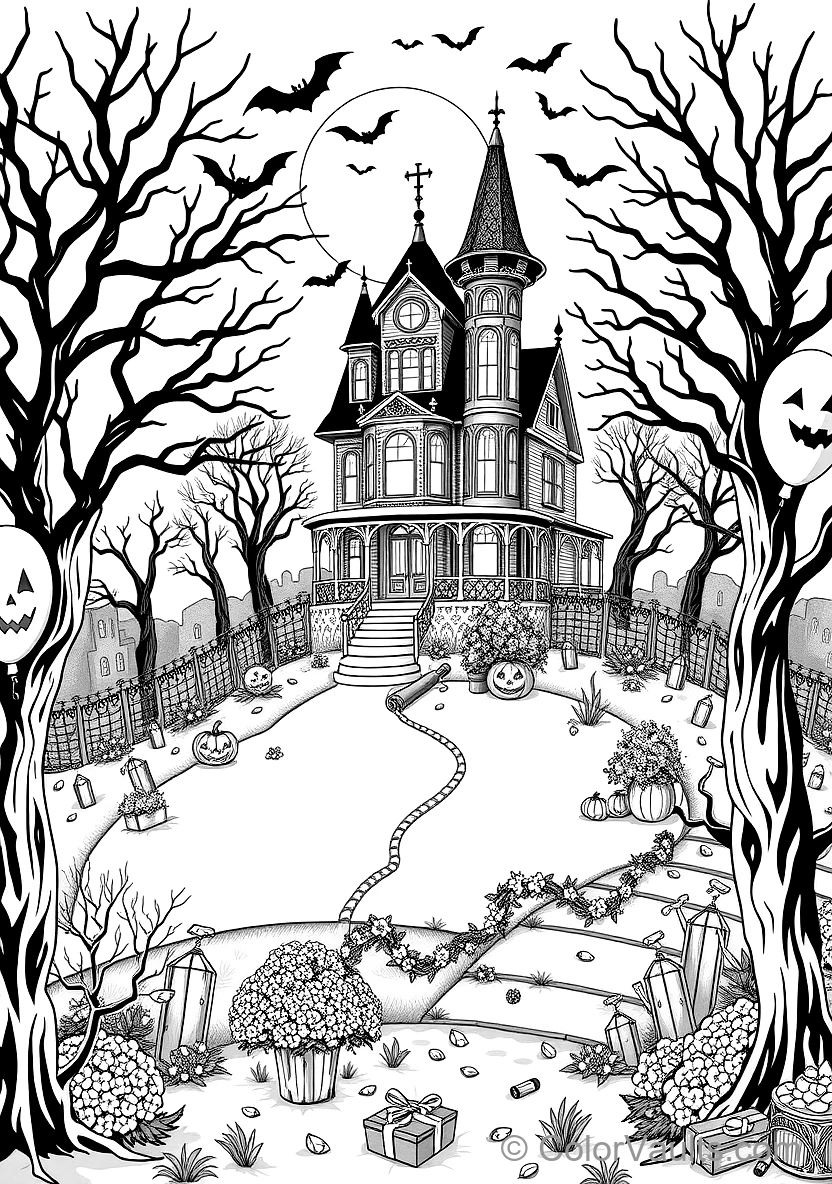Süßer Monster House Decorated mit Halloween Lights (6)