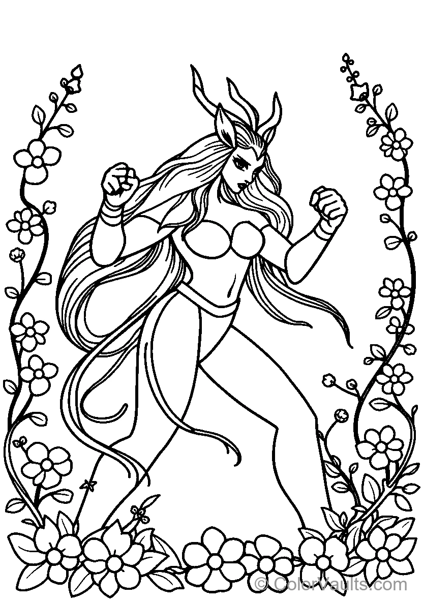 Fantasy Female Creature Among Flowers