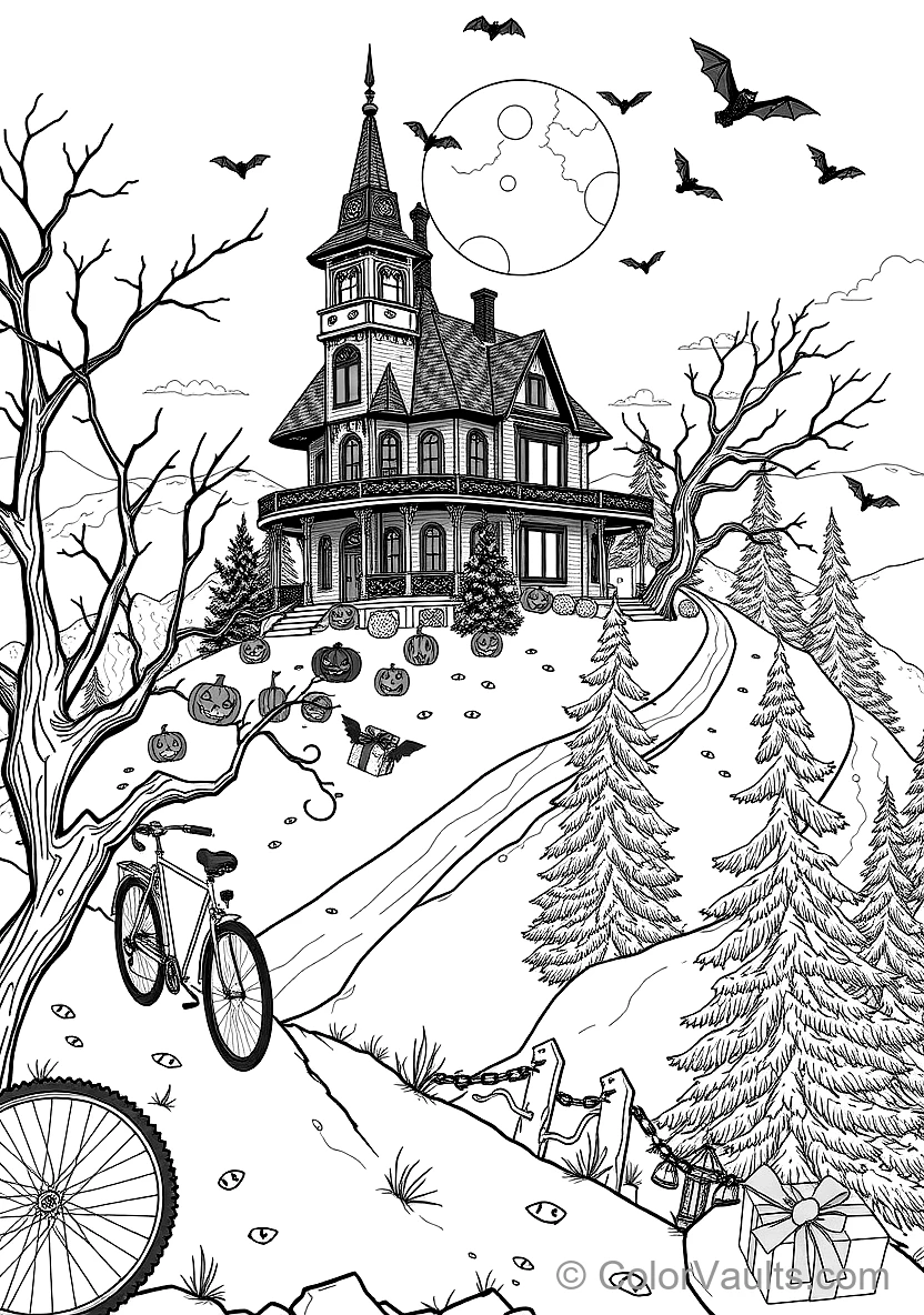 Witch Flying on Broomstick Across Moon