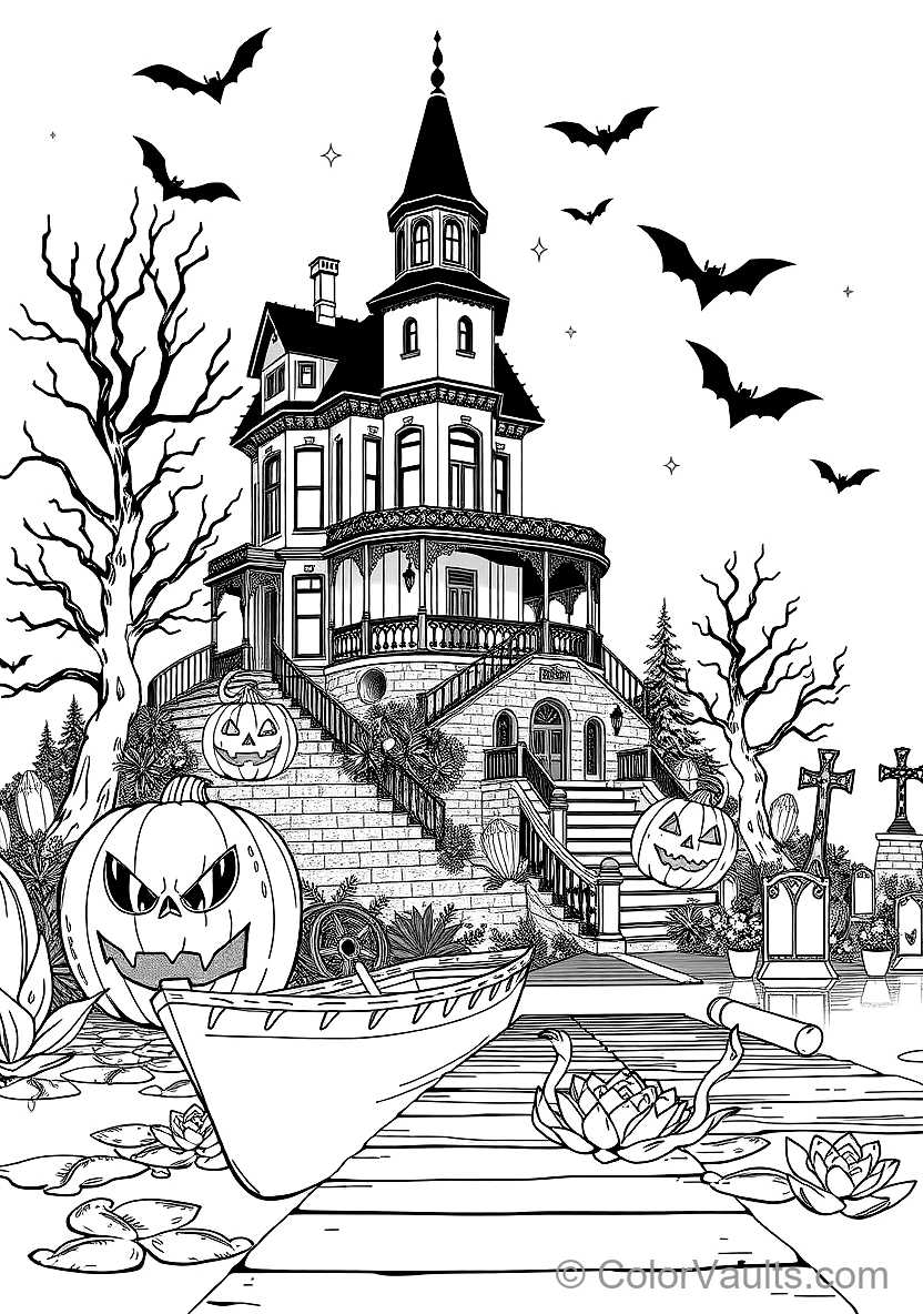 Spooky Haunted Mansion with Glowing Windows (2)