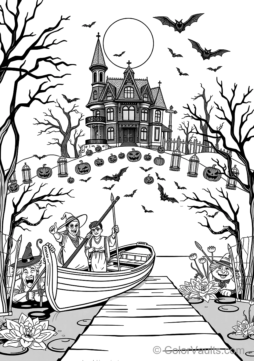 Witch Flying on Broomstick Across Moon (4)