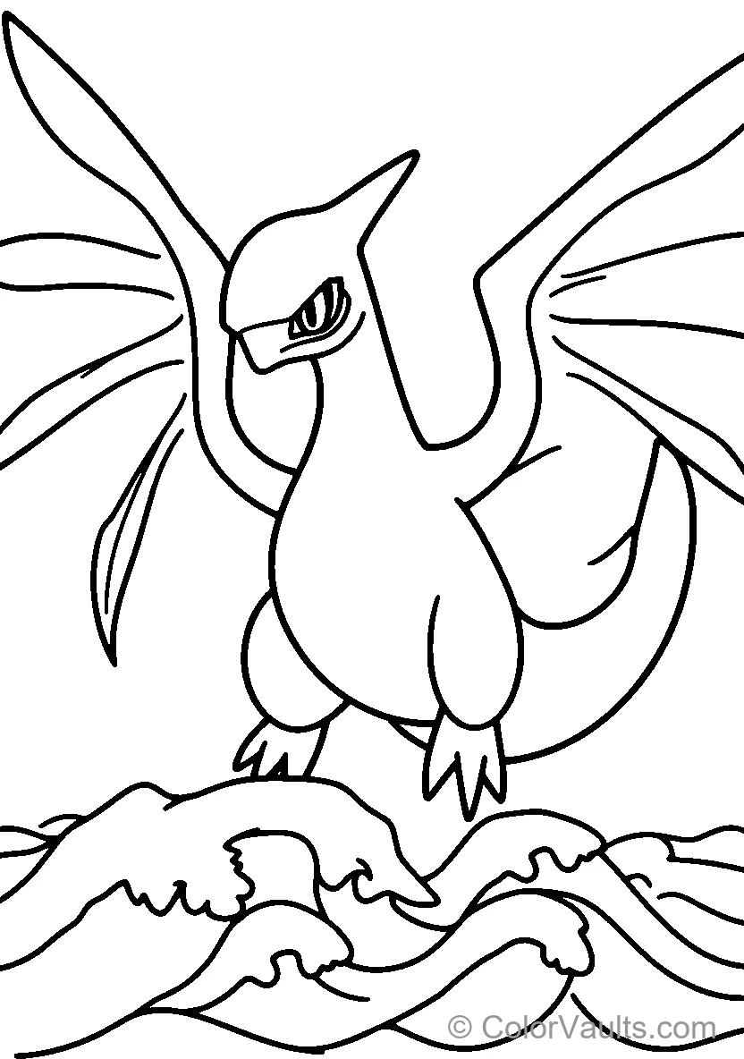 Stylized Bird Creature Over Waves