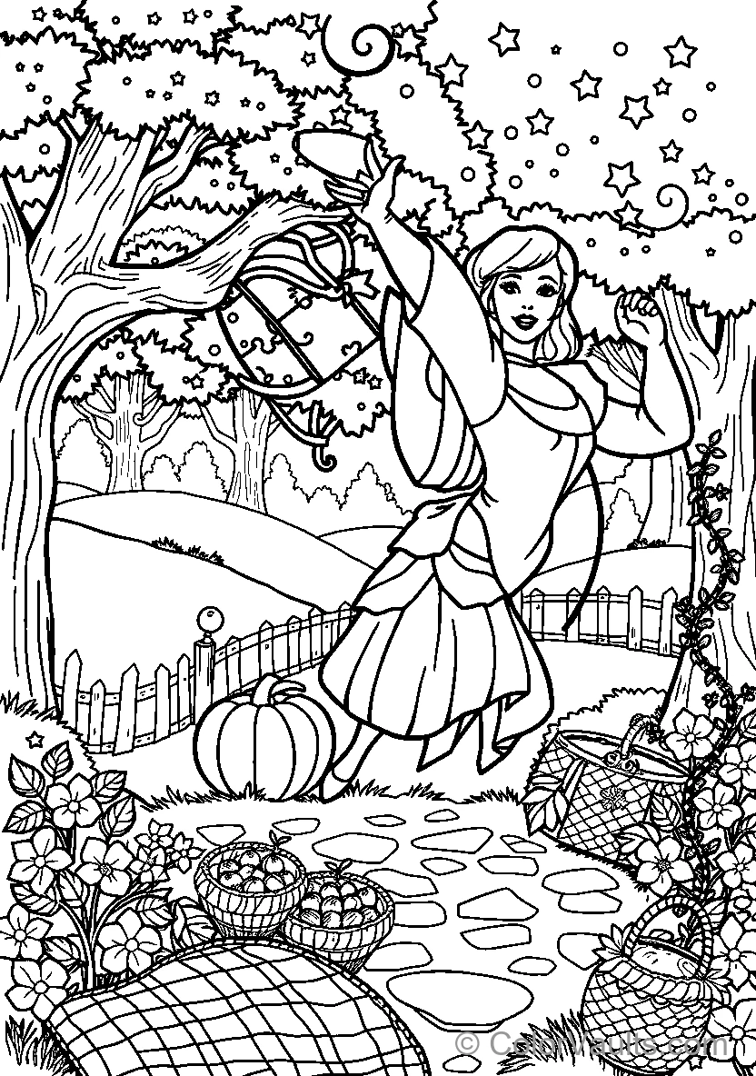 Girl avec Pumpkin Basket
