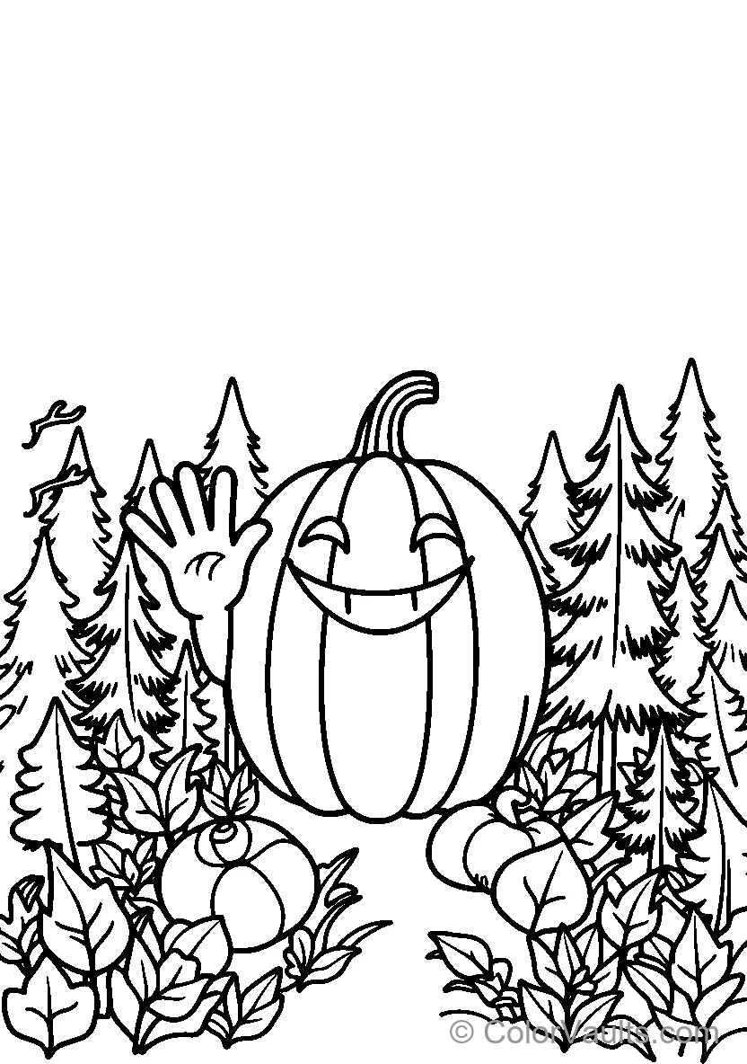 Smiling Pumpkin In A Forest