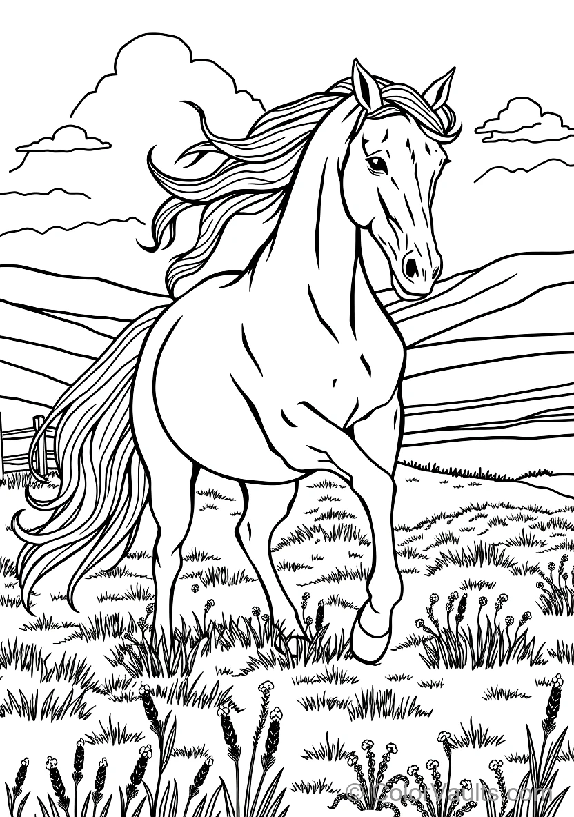 Majestic Arabian Horse with Flowing Mane and Tail (Scene 2)