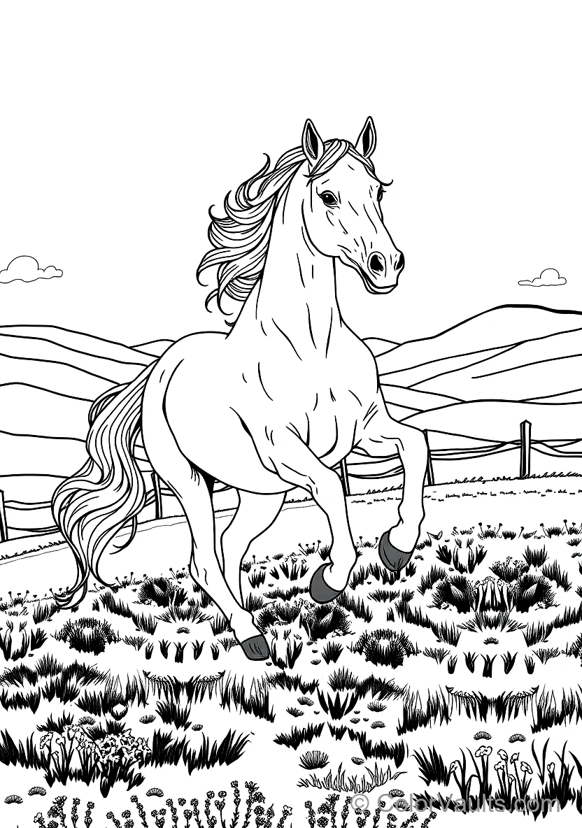 Majestic Arabian Horse with Flowing Mane and Tail (Scene 3)