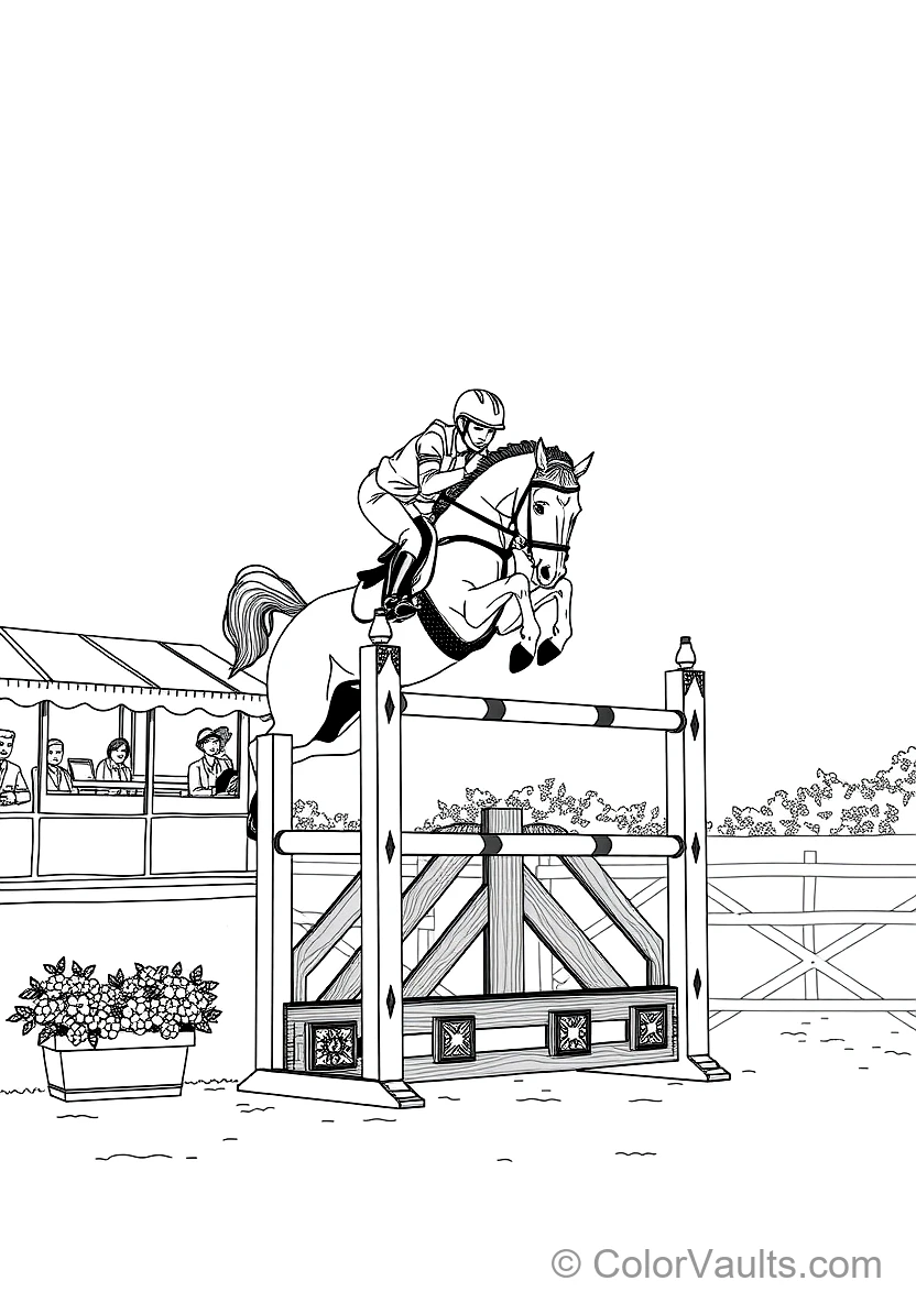 Agile Show Jumping Horse and Rider Soaring Over a