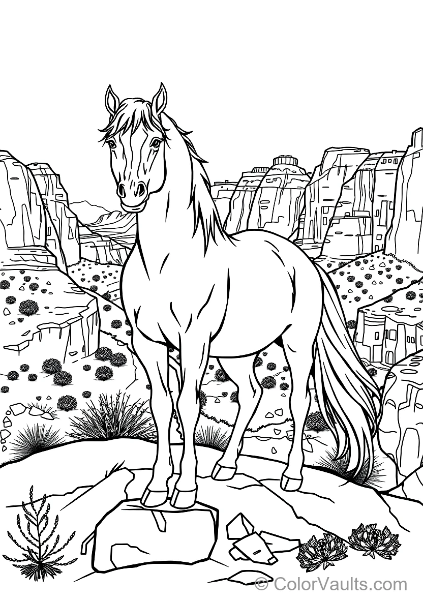 Wild Mustang Horse Standing Proud on a Rocky Desert
