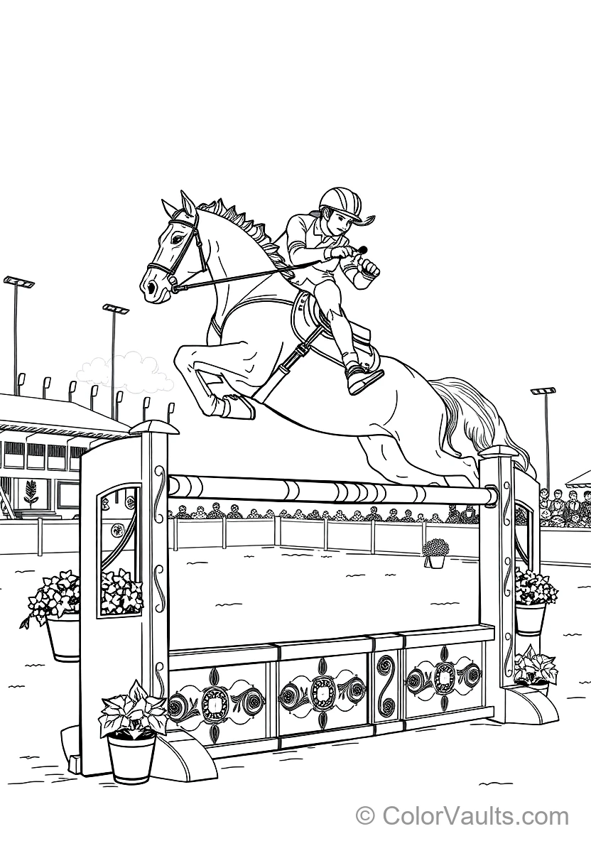 Agile Show Jumping Horse and Rider Soaring Over a (Scene 2)