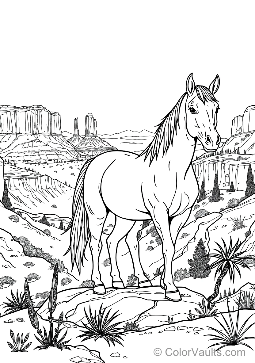 Wild Mustang Horse Standing Proud on a Rocky Desert (Scene 3)