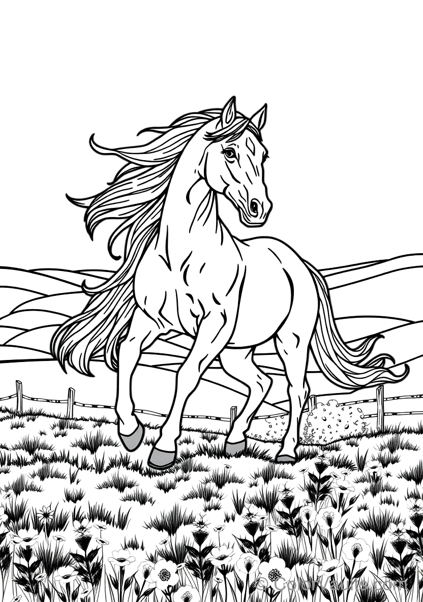 Majestic Arabian Horse with Flowing Mane and Tail (Scene 5)