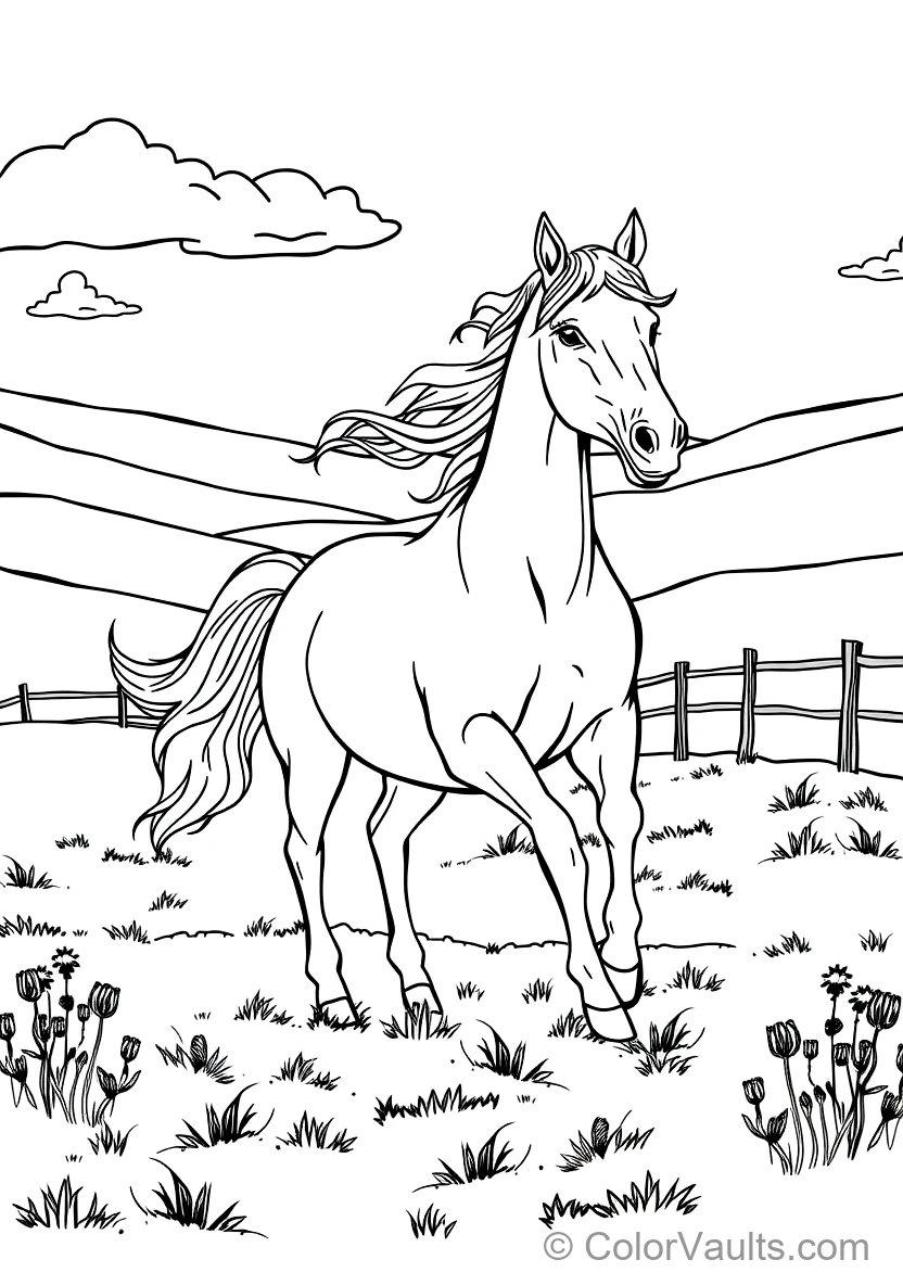 Majestic Arabian Horse with Flowing Mane and Tail (Scene 6)