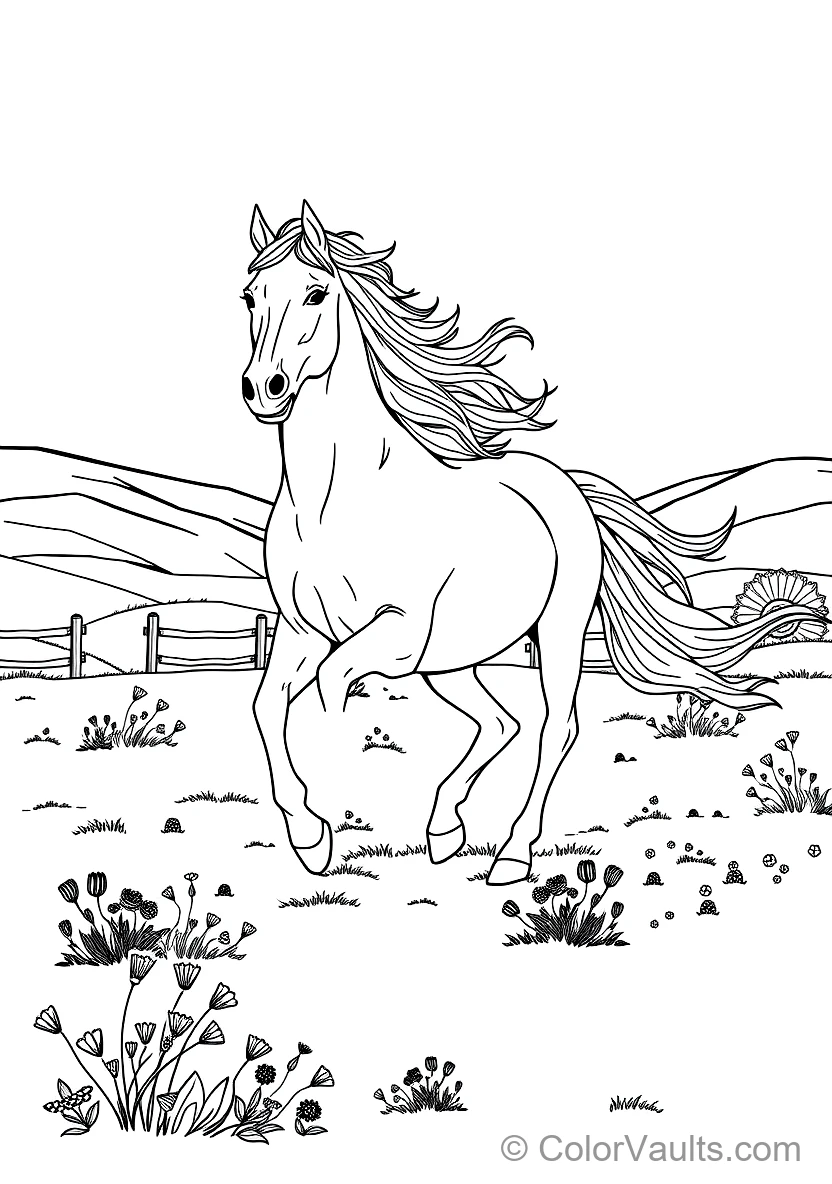Majestic Arabian Horse with Flowing Mane and Tail (Scene 7)