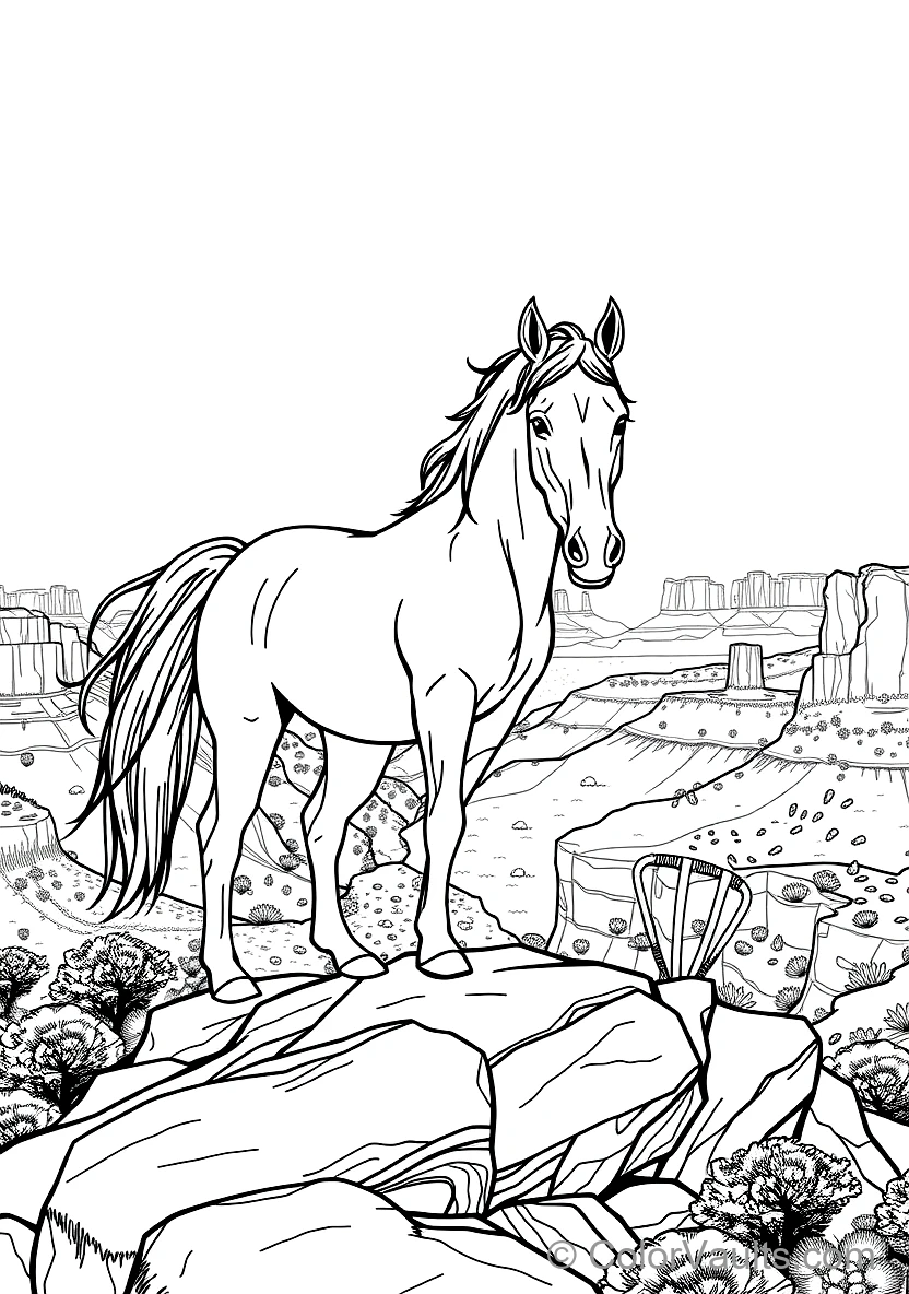 Wild Mustang Horse Standing Proud on a Rocky Desert (Scene 5)