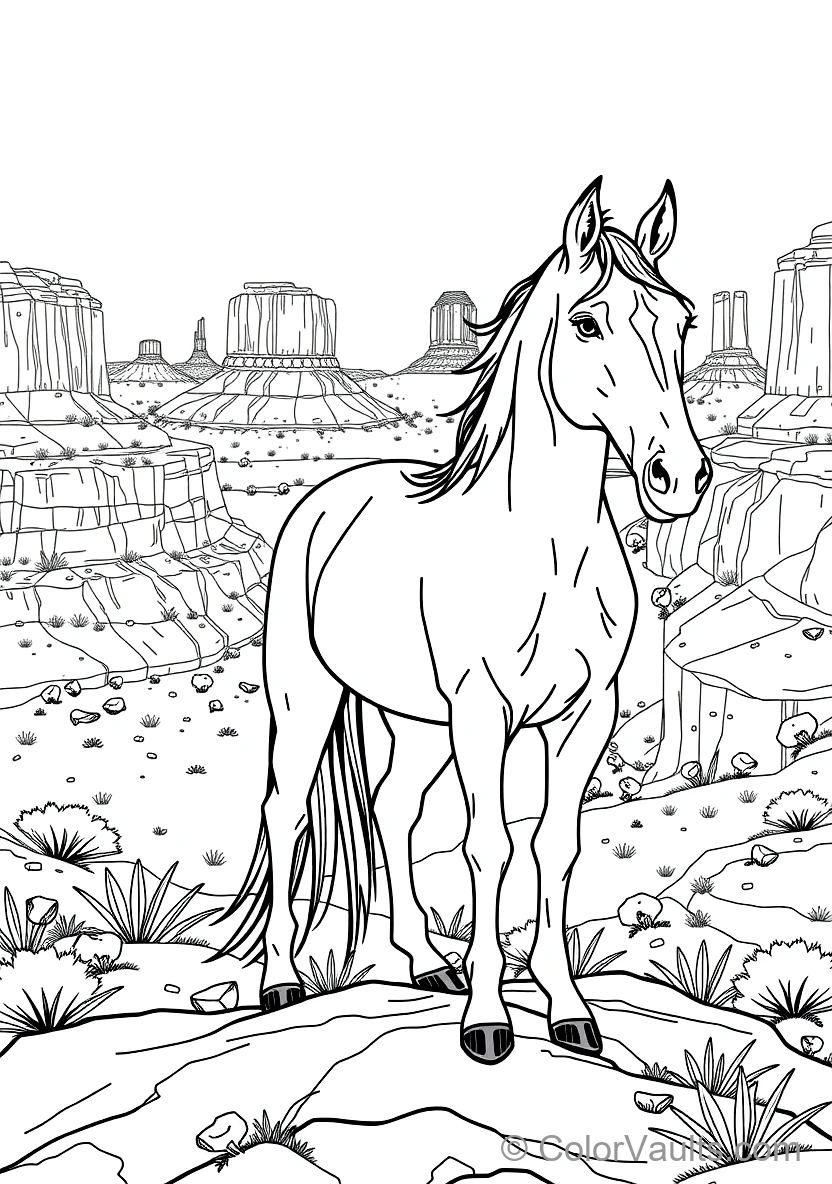 Wild Mustang Horse Standing Proud on a Rocky Desert (Scene 6)