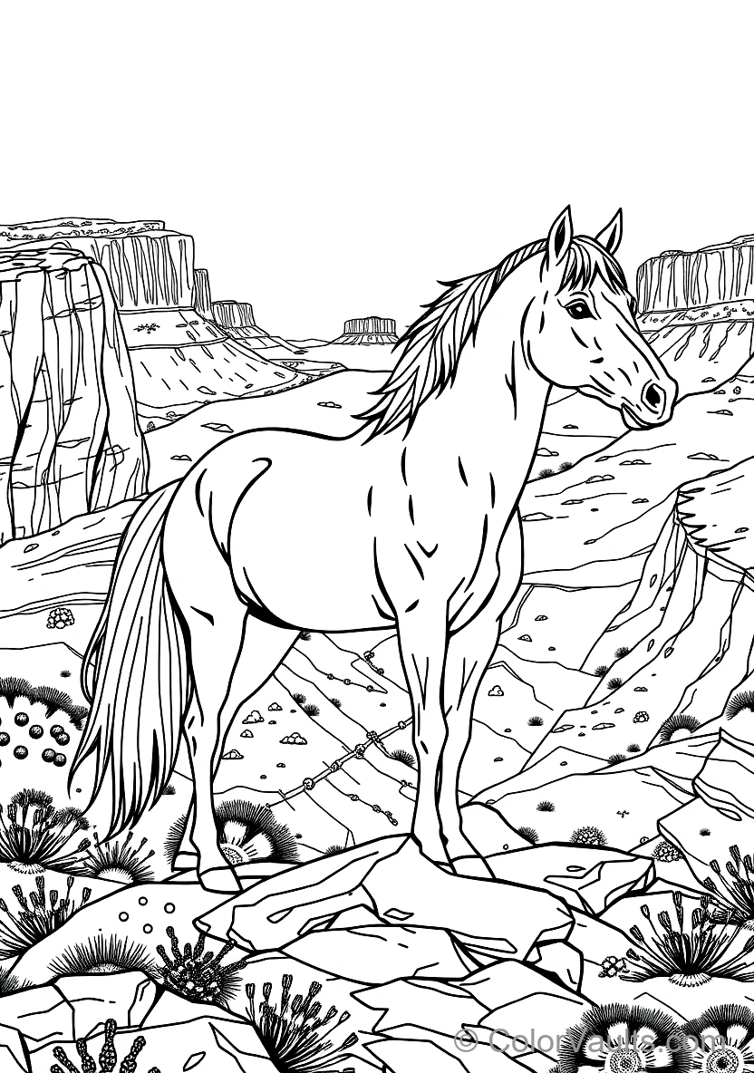Wild Mustang Horse Standing Proud on a Rocky Desert (Scene 7)