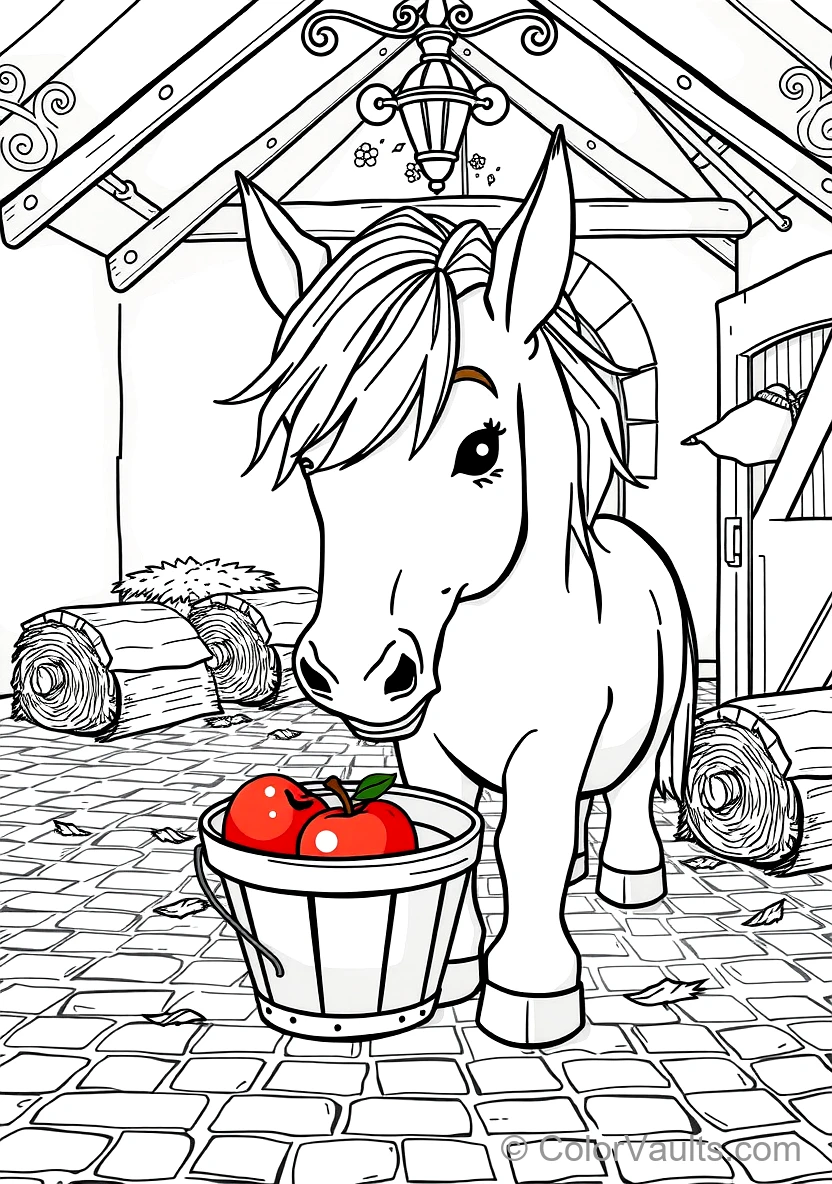 Cute Shetland Pony with Thick Fluffy Forelock Eating a (Scene 7)