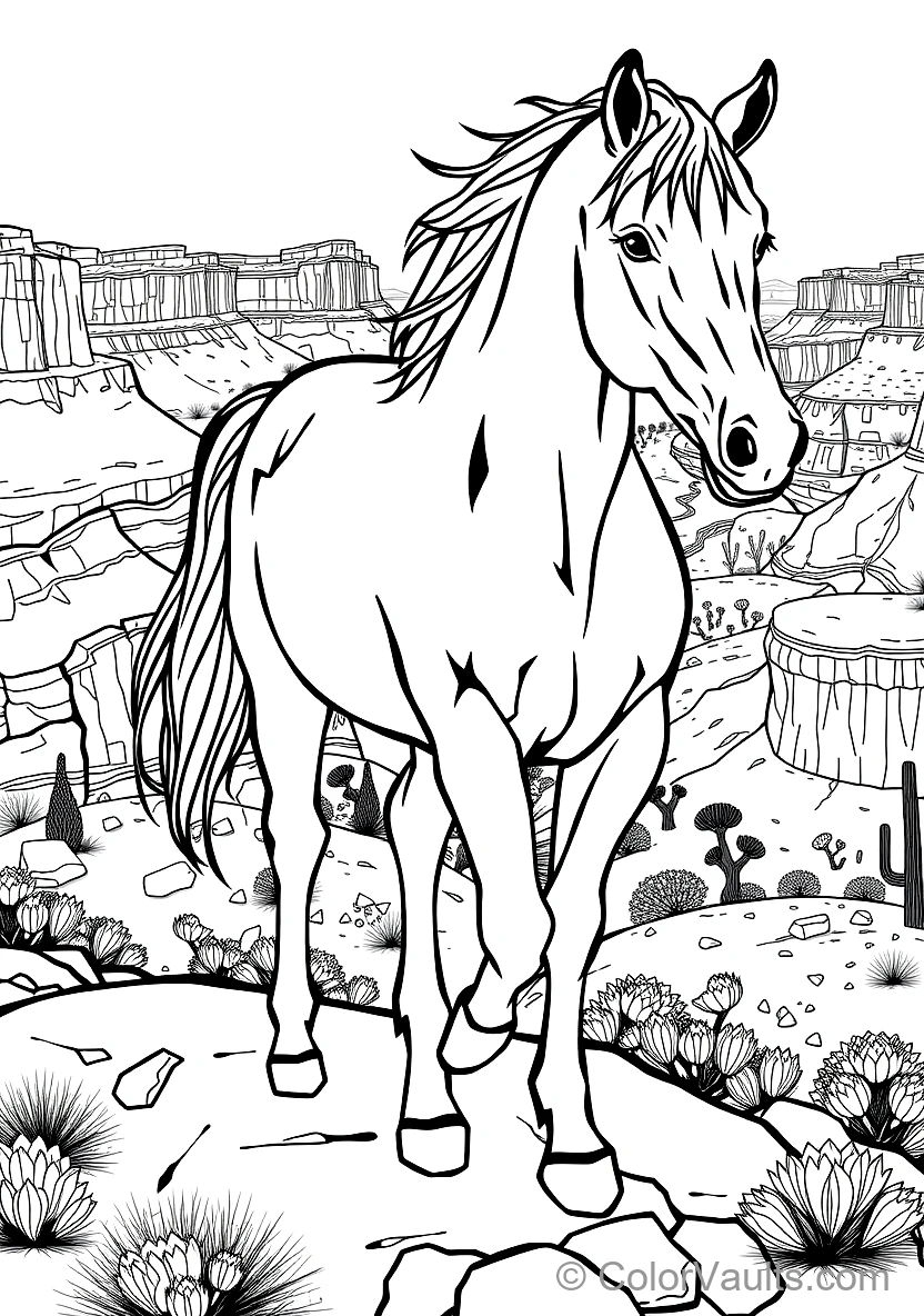 Wild Mustang Horse Standing Proud on a Rocky Desert (Scene 8)